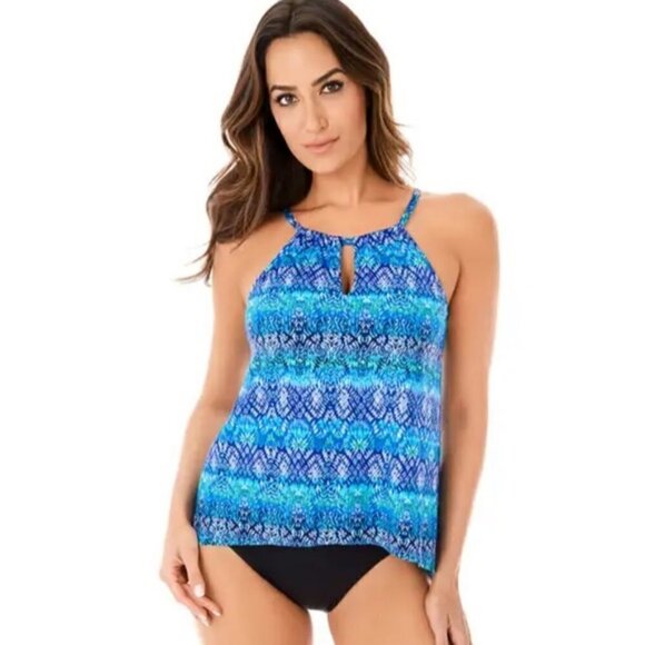 Miraclesuit Estilo Peephole Swim Tank Tankini Top Size 12 - Picture 1 of 11